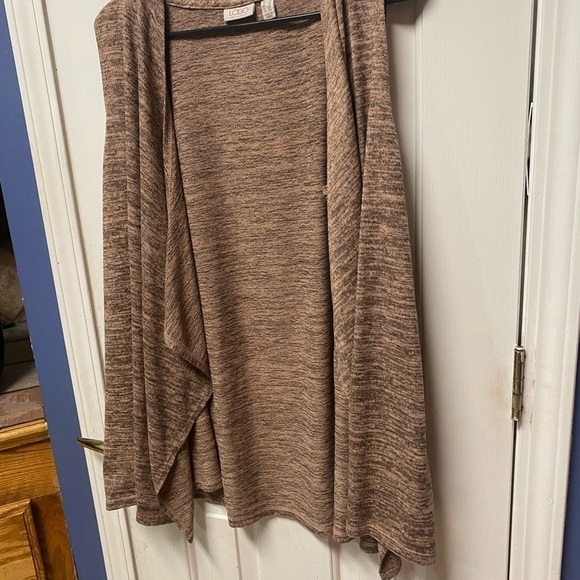 LOGO Lori Goldstein Heathered Brown Sweater Knit Vest Cardigan - Women's 1X - Picture 2 of 8
